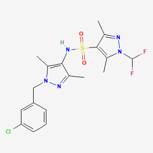 molecular formula C18H20ClF2N5O2S B4383321 N~4~-[1-(3-CHLOROBENZYL)-3,5-DIMETHYL-1H-PYRAZOL-4-YL]-1-(DIFLUOROMETHYL)-3,5-DIMETHYL-1H-PYRAZOLE-4-SULFONAMIDE 