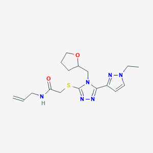 molecular formula C17H24N6O2S B4383357 N~1~-ALLYL-2-{[5-(1-ETHYL-1H-PYRAZOL-3-YL)-4-(TETRAHYDRO-2-FURANYLMETHYL)-4H-1,2,4-TRIAZOL-3-YL]SULFANYL}ACETAMIDE 