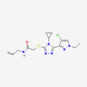 molecular formula C15H19ClN6OS B4383363 2-[[5-(4-chloro-1-ethylpyrazol-3-yl)-4-cyclopropyl-1,2,4-triazol-3-yl]sulfanyl]-N-prop-2-enylacetamide CAS No. 7167-17-1