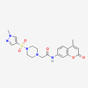 molecular formula C20H23N5O5S B4383373 N~1~-(4-METHYL-2-OXO-2H-CHROMEN-7-YL)-2-{4-[(1-METHYL-1H-PYRAZOL-4-YL)SULFONYL]PIPERAZINO}ACETAMIDE 