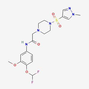 molecular formula C18H23F2N5O5S B4383379 N~1~-[4-(DIFLUOROMETHOXY)-3-METHOXYPHENYL]-2-{4-[(1-METHYL-1H-PYRAZOL-4-YL)SULFONYL]PIPERAZINO}ACETAMIDE 