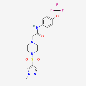 molecular formula C17H20F3N5O4S B4383405 2-{4-[(1-METHYL-1H-PYRAZOL-4-YL)SULFONYL]PIPERAZINO}-N~1~-[4-(TRIFLUOROMETHOXY)PHENYL]ACETAMIDE 