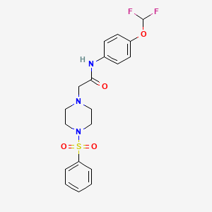 molecular formula C19H21F2N3O4S B4383428 N~1~-[4-(DIFLUOROMETHOXY)PHENYL]-2-[4-(PHENYLSULFONYL)PIPERAZINO]ACETAMIDE 