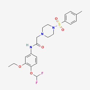 molecular formula C22H27F2N3O5S B4383437 N~1~-[4-(DIFLUOROMETHOXY)-3-ETHOXYPHENYL]-2-{4-[(4-METHYLPHENYL)SULFONYL]PIPERAZINO}ACETAMIDE 