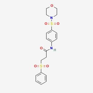 molecular formula C19H22N2O6S2 B4383566 N~1~-[4-(morpholinosulfonyl)phenyl]-3-(phenylsulfonyl)propanamide 