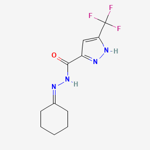 molecular formula C11H13F3N4O B4383601 N'~5~-CYCLOHEXYLIDEN-3-(TRIFLUOROMETHYL)-1H-PYRAZOLE-5-CARBOHYDRAZIDE 