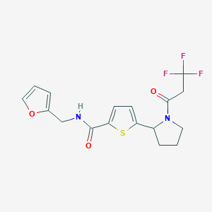 molecular formula C17H17F3N2O3S B4383642 N-(furan-2-ylmethyl)-5-[1-(3,3,3-trifluoropropanoyl)pyrrolidin-2-yl]thiophene-2-carboxamide 