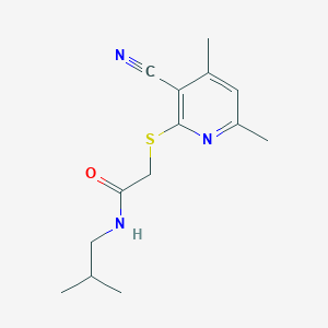 molecular formula C14H19N3OS B4383710 2-[(3-CYANO-4,6-DIMETHYL-2-PYRIDYL)SULFANYL]-N~1~-ISOBUTYLACETAMIDE 