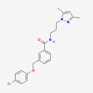 molecular formula C22H24BrN3O2 B4383758 3-[(4-BROMOPHENOXY)METHYL]-N~1~-[3-(3,5-DIMETHYL-1H-PYRAZOL-1-YL)PROPYL]BENZAMIDE 