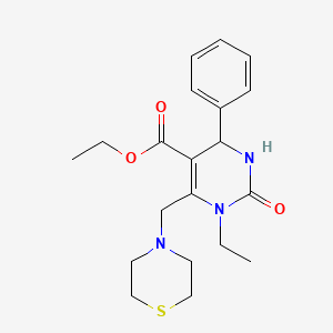 molecular formula C20H27N3O3S B4383773 ETHYL 1-ETHYL-2-OXO-4-PHENYL-6-(1,4-THIAZINAN-4-YLMETHYL)-1,2,3,4-TETRAHYDRO-5-PYRIMIDINECARBOXYLATE 