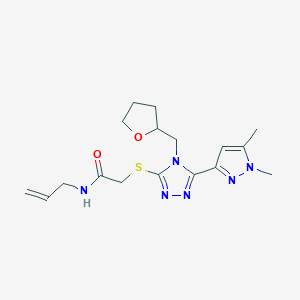 molecular formula C17H24N6O2S B4383819 N~1~-ALLYL-2-{[5-(1,5-DIMETHYL-1H-PYRAZOL-3-YL)-4-(TETRAHYDRO-2-FURANYLMETHYL)-4H-1,2,4-TRIAZOL-3-YL]SULFANYL}ACETAMIDE 