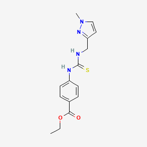 molecular formula C15H18N4O2S B4383857 ETHYL 4-[({[(1-METHYL-1H-PYRAZOL-3-YL)METHYL]AMINO}CARBOTHIOYL)AMINO]BENZOATE 