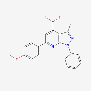 molecular formula C21H17F2N3O B4383893 4-[4-(DIFLUOROMETHYL)-3-METHYL-1-PHENYL-1H-PYRAZOLO[3,4-B]PYRIDIN-6-YL]PHENYL METHYL ETHER 