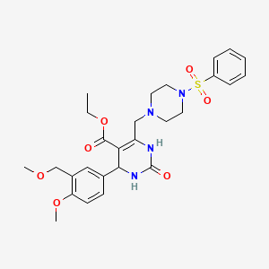 molecular formula C27H34N4O7S B4383895 ETHYL 4-[4-METHOXY-3-(METHOXYMETHYL)PHENYL]-2-OXO-6-{[4-(PHENYLSULFONYL)PIPERAZINO]METHYL}-1,2,3,4-TETRAHYDRO-5-PYRIMIDINECARBOXYLATE 