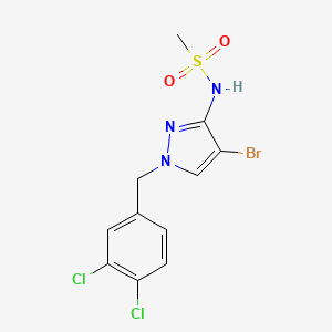 molecular formula C11H10BrCl2N3O2S B4383919 N-[4-bromo-1-(3,4-dichlorobenzyl)-1H-pyrazol-3-yl]methanesulfonamide 