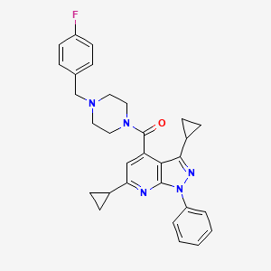 molecular formula C30H30FN5O B4384070 (3,6-DICYCLOPROPYL-1-PHENYL-1H-PYRAZOLO[3,4-B]PYRIDIN-4-YL)[4-(4-FLUOROBENZYL)PIPERAZINO]METHANONE 