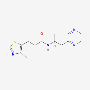 molecular formula C14H18N4OS B4384376 N-(1-methyl-2-pyrazin-2-ylethyl)-3-(4-methyl-1,3-thiazol-5-yl)propanamide 