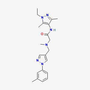 molecular formula C21H28N6O B4384542 N-(1-ethyl-3,5-dimethyl-1H-pyrazol-4-yl)-2-(methyl{[1-(3-methylphenyl)-1H-pyrazol-4-yl]methyl}amino)acetamide 