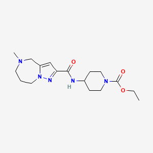molecular formula C17H27N5O3 B4384606 ethyl 4-{[(5-methyl-5,6,7,8-tetrahydro-4H-pyrazolo[1,5-a][1,4]diazepin-2-yl)carbonyl]amino}piperidine-1-carboxylate 