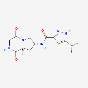 molecular formula C14H19N5O3 B4384665 N-[(7R,8aS)-1,4-dioxo-2,3,6,7,8,8a-hexahydropyrrolo[1,2-a]pyrazin-7-yl]-5-propan-2-yl-1H-pyrazole-3-carboxamide 