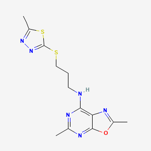 molecular formula C13H16N6OS2 B4384750 2,5-dimethyl-N-[3-[(5-methyl-1,3,4-thiadiazol-2-yl)sulfanyl]propyl]-[1,3]oxazolo[5,4-d]pyrimidin-7-amine 