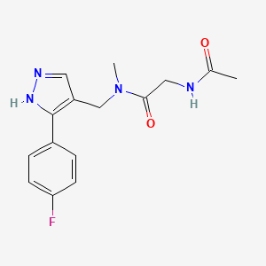 molecular formula C15H17FN4O2 B4384786 2-acetamido-N-[[5-(4-fluorophenyl)-1H-pyrazol-4-yl]methyl]-N-methylacetamide 