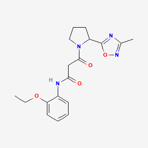 molecular formula C18H22N4O4 B4384822 N-(2-ethoxyphenyl)-3-[2-(3-methyl-1,2,4-oxadiazol-5-yl)pyrrolidin-1-yl]-3-oxopropanamide 