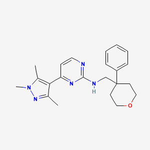 molecular formula C22H27N5O B4384947 N-[(4-phenyltetrahydro-2H-pyran-4-yl)methyl]-4-(1,3,5-trimethyl-1H-pyrazol-4-yl)-2-pyrimidinamine 