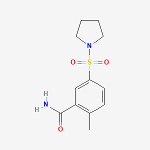 molecular formula C12H16N2O3S B4385052 2-Methyl-5-pyrrolidin-1-ylsulfonylbenzamide 