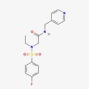 molecular formula C16H18FN3O3S B4385341 N~2~-ethyl-N~2~-[(4-fluorophenyl)sulfonyl]-N~1~-(4-pyridinylmethyl)glycinamide 