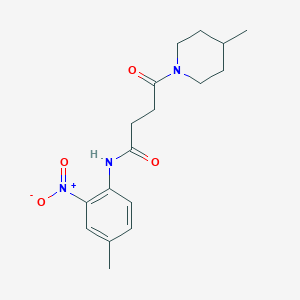 molecular formula C17H23N3O4 B4385561 N-(4-methyl-2-nitrophenyl)-4-(4-methylpiperidin-1-yl)-4-oxobutanamide 