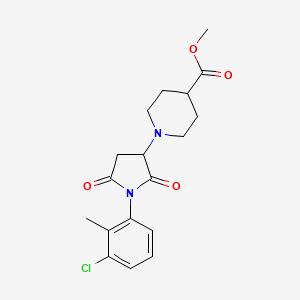 molecular formula C18H21ClN2O4 B4385586 Methyl 1-[1-(3-chloro-2-methylphenyl)-2,5-dioxopyrrolidin-3-yl]piperidine-4-carboxylate 