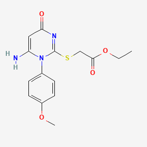 molecular formula C15H17N3O4S B4385596 ethyl {[6-amino-1-(4-methoxyphenyl)-4-oxo-1,4-dihydro-2-pyrimidinyl]thio}acetate 