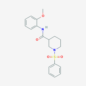 molecular formula C19H22N2O4S B4385669 1-(benzenesulfonyl)-N-(2-methoxyphenyl)piperidine-3-carboxamide 