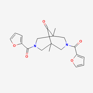 molecular formula C19H20N2O5 B4385727 3,7-Bis(furan-2-carbonyl)-1,5-dimethyl-3,7-diazabicyclo[3.3.1]nonan-9-one 