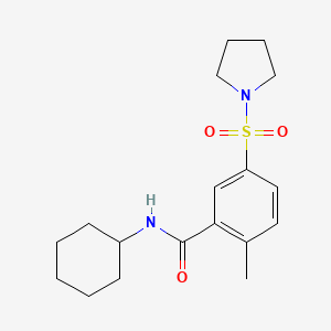 molecular formula C18H26N2O3S B4385752 N-cyclohexyl-2-methyl-5-(pyrrolidin-1-ylsulfonyl)benzamide 