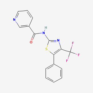 molecular formula C16H10F3N3OS B4385785 N-[5-phenyl-4-(trifluoromethyl)-1,3-thiazol-2-yl]pyridine-3-carboxamide 