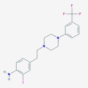 molecular formula C19H21F3IN3 B043858 1-(2-(3-Iodo-4-aminophenyl)ethyl)-4-(3-(trifluoromethyl)phenyl)piperazine CAS No. 118249-07-3