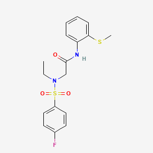 molecular formula C17H19FN2O3S2 B4385833 N~2~-ethyl-N~2~-[(4-fluorophenyl)sulfonyl]-N-[2-(methylsulfanyl)phenyl]glycinamide 