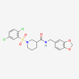 molecular formula C20H20Cl2N2O5S B4385925 N-(1,3-benzodioxol-5-ylmethyl)-1-(2,5-dichlorophenyl)sulfonylpiperidine-3-carboxamide 