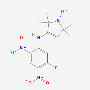 molecular formula C14H16FN4O5 B043862 3-(5-Fluoro-2,4-dinitroanilino)-1-oxyl-2,2,5,5-tetramethyl-3-pyrrolidine CAS No. 112570-97-5