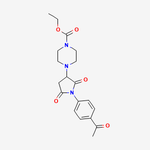 molecular formula C19H23N3O5 B4386222 Ethyl 4-[1-(4-acetylphenyl)-2,5-dioxopyrrolidin-3-yl]piperazine-1-carboxylate 