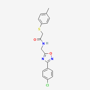 molecular formula C18H16ClN3O2S B4386237 N-{[3-(4-Chlorophenyl)-1,2,4-oxadiazol-5-YL]methyl}-2-[(4-methylphenyl)sulfanyl]acetamide 