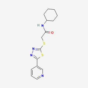 molecular formula C15H18N4OS2 B4386275 N-cyclohexyl-2-{[5-(pyridin-3-yl)-1,3,4-thiadiazol-2-yl]sulfanyl}acetamide 