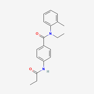 molecular formula C19H22N2O2 B4386286 N-ethyl-N-(2-methylphenyl)-4-(propanoylamino)benzamide 
