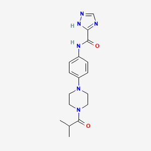 molecular formula C17H22N6O2 B4386384 N-[4-[4-(2-methylpropanoyl)piperazin-1-yl]phenyl]-1H-1,2,4-triazole-5-carboxamide 