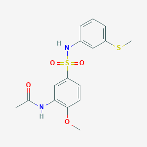 molecular formula C16H18N2O4S2 B4386385 N-[2-methoxy-5-[(3-methylsulfanylphenyl)sulfamoyl]phenyl]acetamide 
