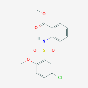 molecular formula C15H14ClNO5S B4386395 METHYL 2-(5-CHLORO-2-METHOXYBENZENESULFONAMIDO)BENZOATE 