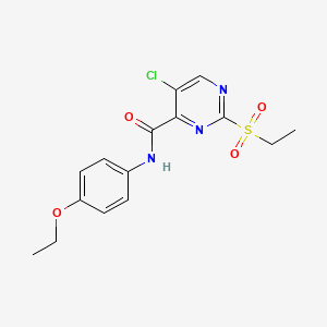 molecular formula C15H16ClN3O4S B4386396 5-CHLORO-2-(ETHANESULFONYL)-N-(4-ETHOXYPHENYL)PYRIMIDINE-4-CARBOXAMIDE 