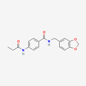 molecular formula C18H18N2O4 B4386722 N-(1,3-benzodioxol-5-ylmethyl)-4-(propanoylamino)benzamide 